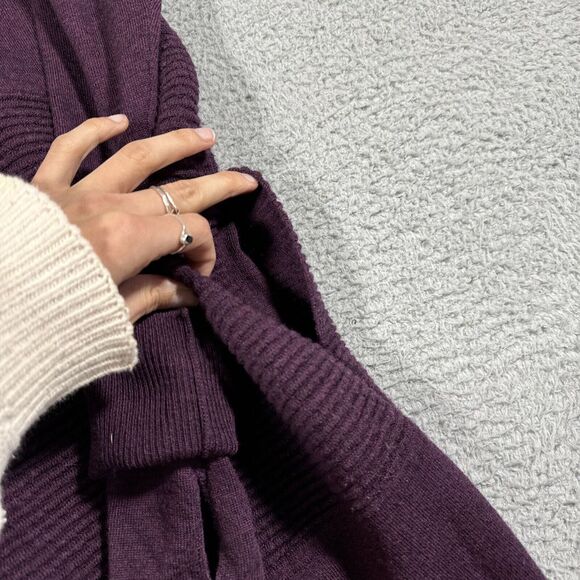 Lululemon Sit in Lotus Wrap II Merino Wool Open Cardigan Sz 6 Pockets Purple - Picture 5 of 6